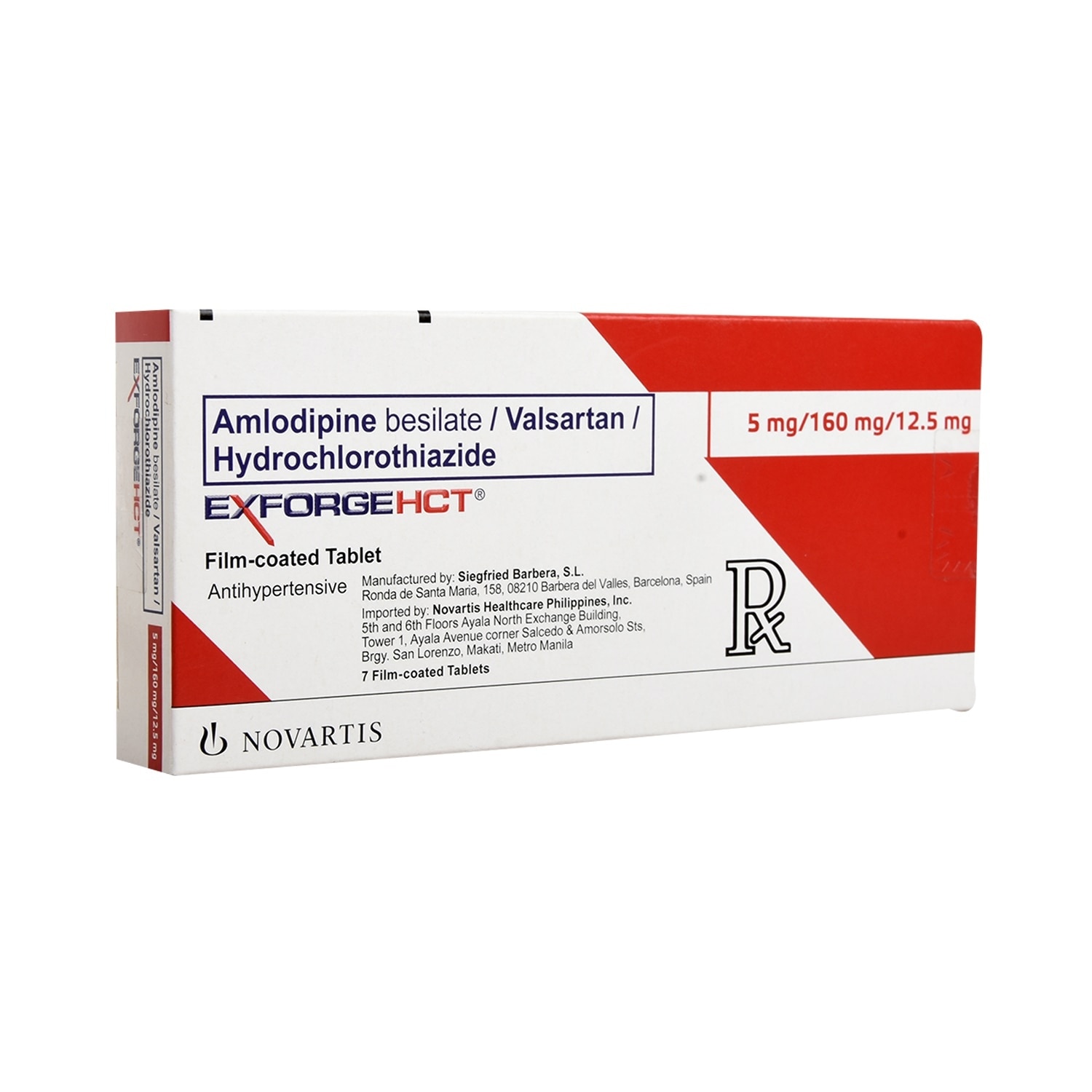 Exforge HCT Amlodipine 5mg Valsartan 160mg Hydrochlorothiazide 12.5mg 1 Tablet [Prescription Required]