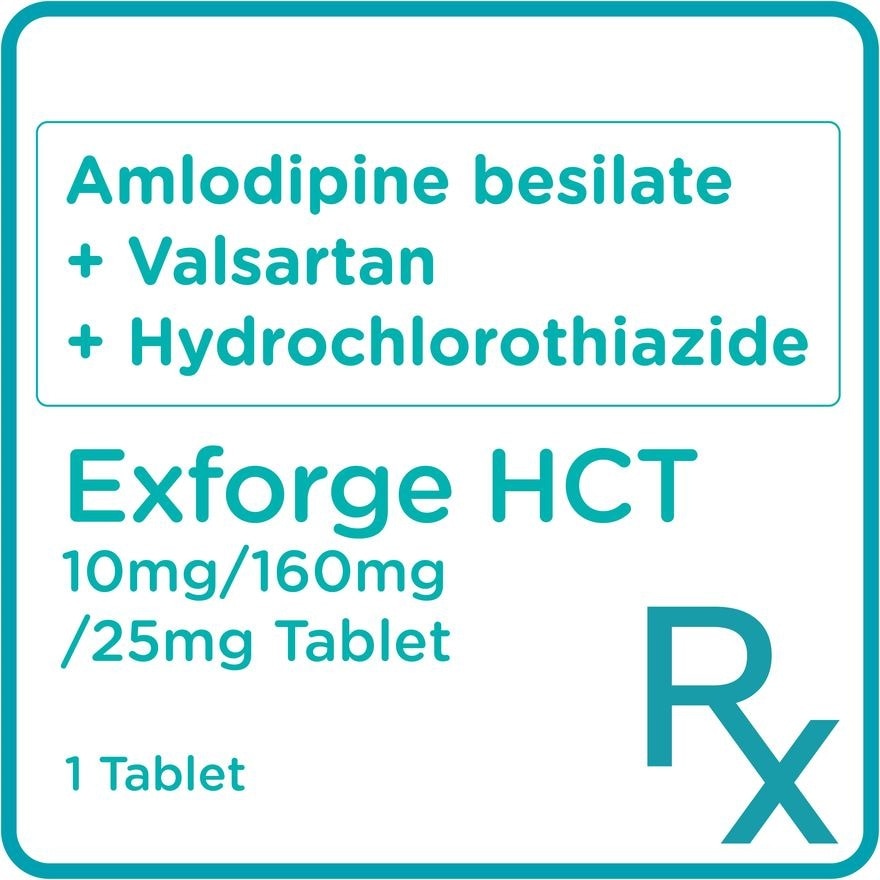 Exforge HCT Amlodipine 10mg Valsartan 160mg Hydrochlorothiazide 25mg 1 Tablet [Prescription Required]