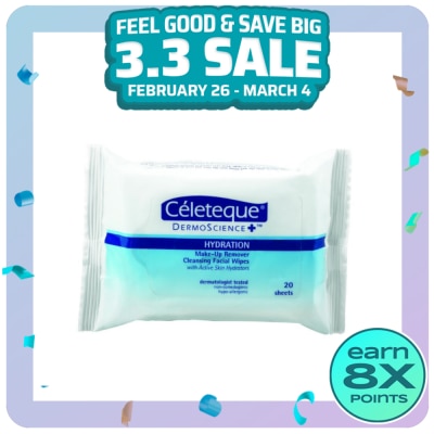 CELETEQUE Celeteque Dermo Science Hydration Make Up Remover Wipes 20 sheets