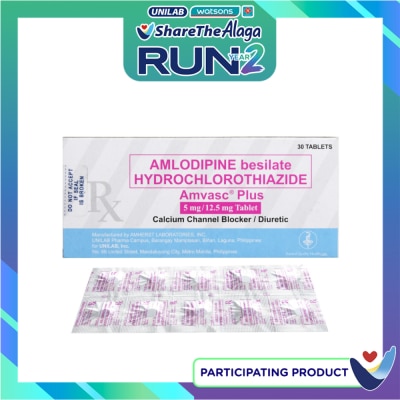 AMVASC Amlodipine 5Mg, Hydrochlorothiazide 12.5Mg 1 Tablet [Prescription Required] image