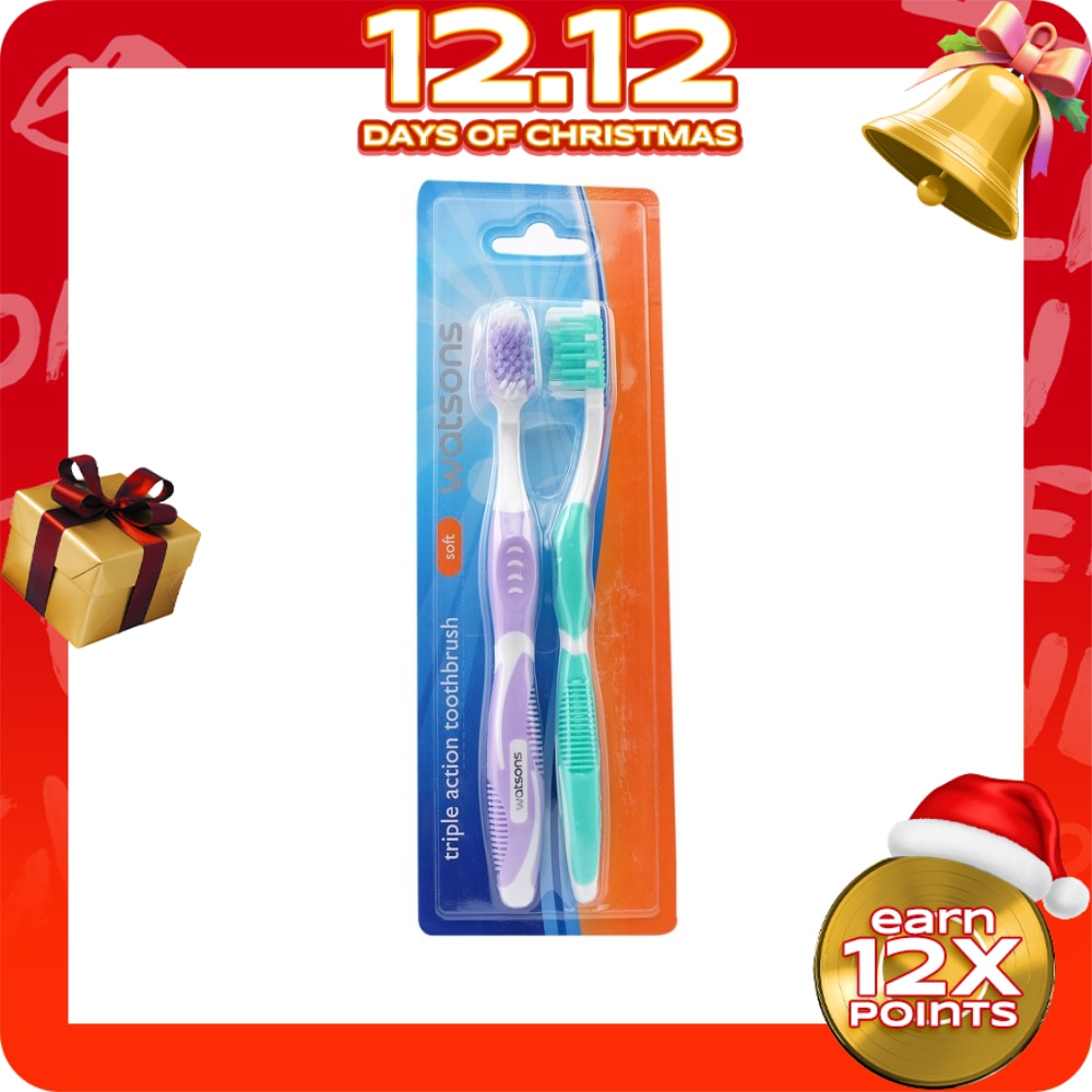 2 pieces Soft Triple Action Toothbrush