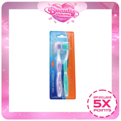 WATSONS - 2 pieces Soft Triple Action Toothbrush