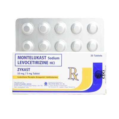 ZYKAST Levocetirizine diHCl montelukast Na 10mg/5mg 1 Tablet [PRESCRIPTION REQUIRED]