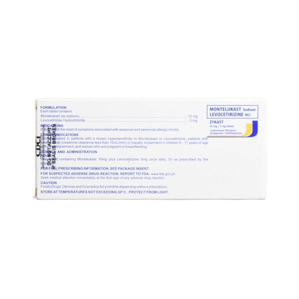 Levocetirizine diHCl montelukast Na 10mg/5mg 1 Tablet [PRESCRIPTION REQUIRED]