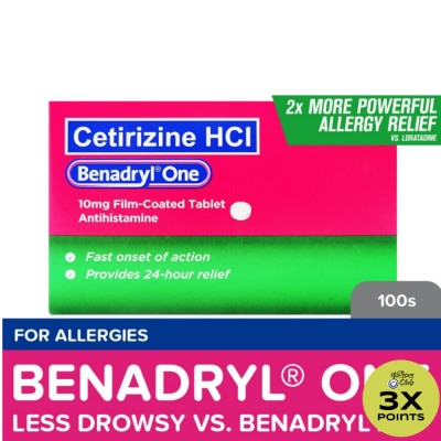 BENADRYL Benadryl One 10mg  Allergy medicine Antihistamine Cetirizine No Drowse Allergic Rhinitis Sold Per Piece