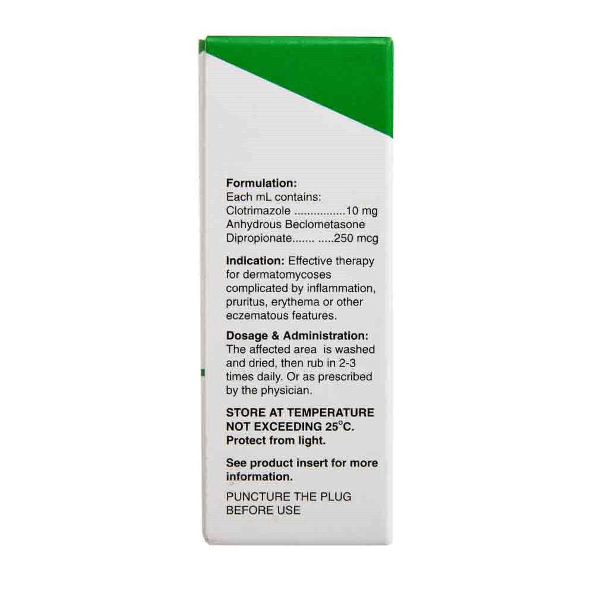 Beclomethasone Dipropionate+ Clotrimazole 250mcg/10mg/ml 15ml Topical Solution [PRESCRIPTION REQUIRED]