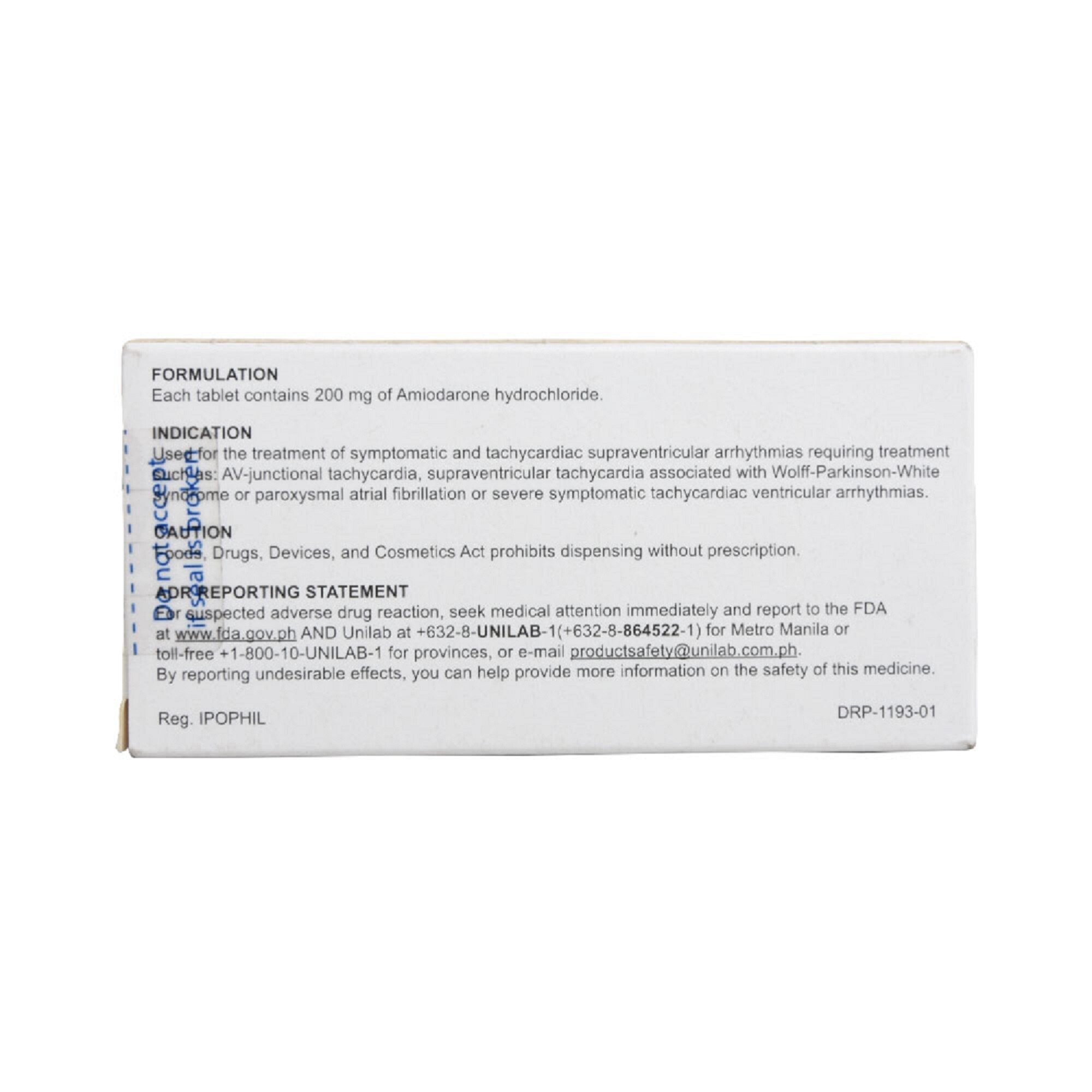 Amiodarone Hydrochloride 200mg 1 Tablet [PRESCRIPTION REQUIRED]