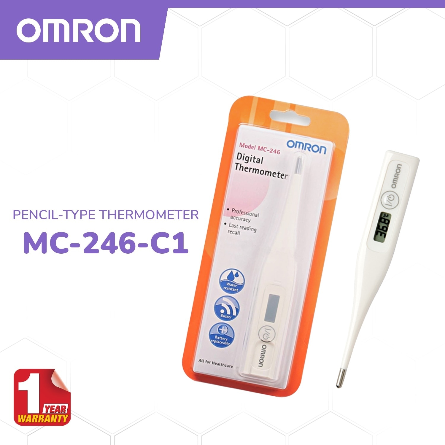 OMRON MC-246 Digital Pencil-type Thermometer for Baby and Body Temperature