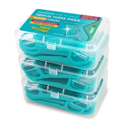 WATSONS Dental Floss Round Thread Pack Mint 50s x 3 boxes