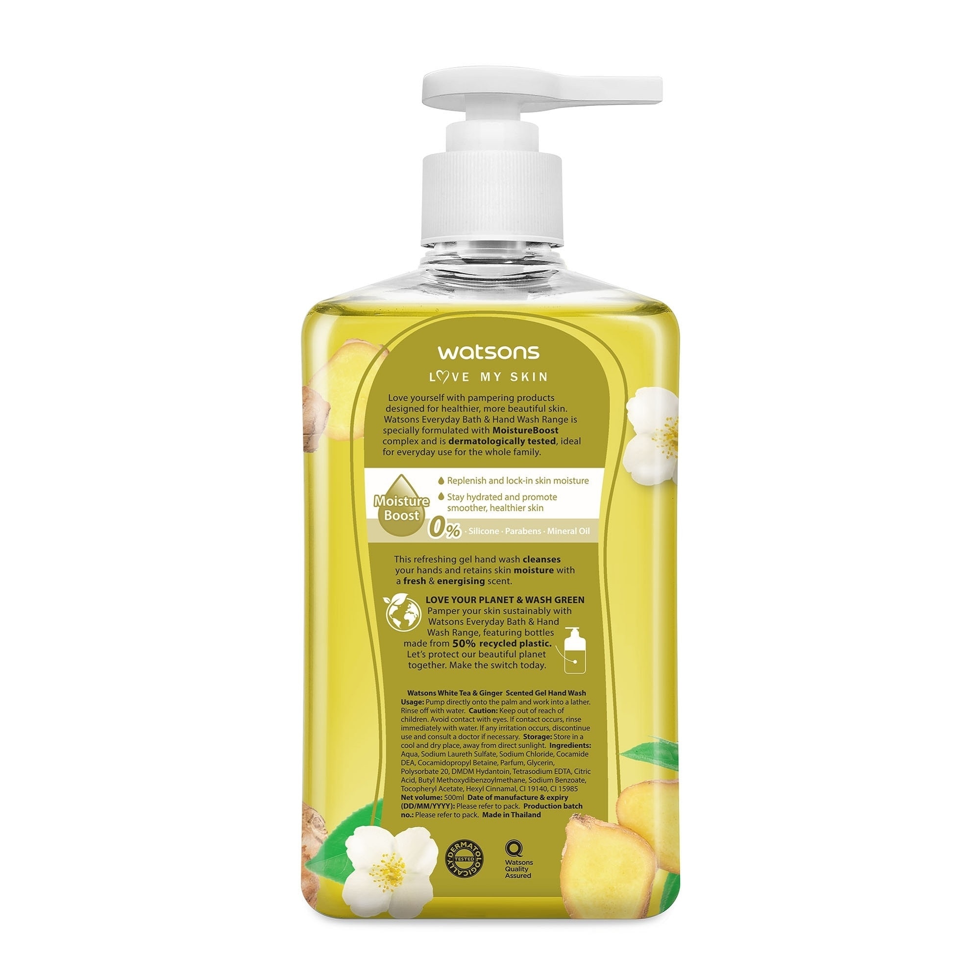 White Tea & Ginger Scented Gel Hand Wash 500ml