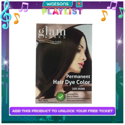 GLAMWORKS Permanent Hair Dye Color Dark Brown 30ml