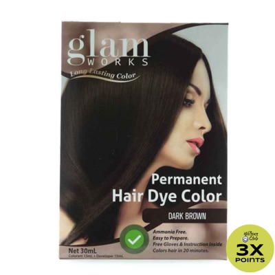 GLAMWORKS Permanent Hair Dye Color Dark Brown 30ml