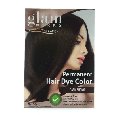 GLAMWORKS Permanent Hair Dye Color Dark Brown 30ml