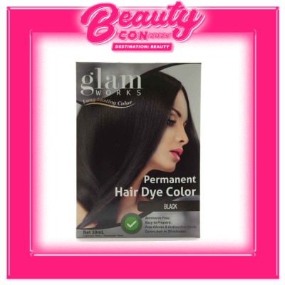 GLAMWORKS Permanent Hair Dye Color Black 30mL
