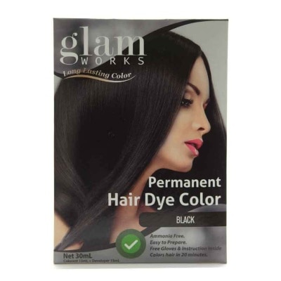 GLAMWORKS Permanent Hair Dye Color Black 30mL