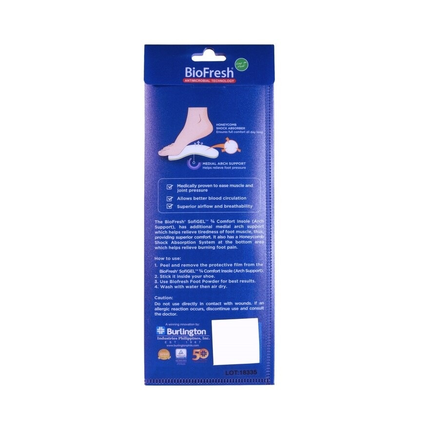 3/4 Comfort Insole Arc Support