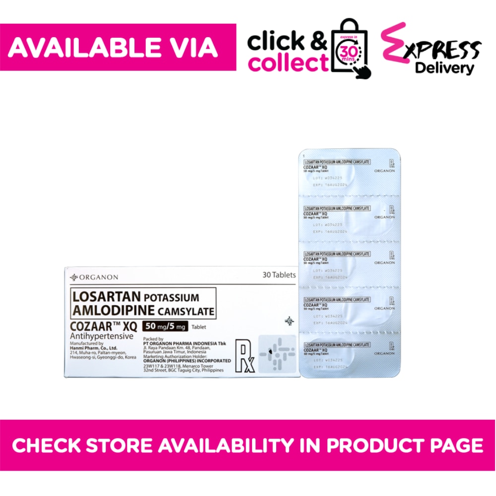 COZAAR Losartan Potassium 50mg Amlodipine camsylate 5mg XQ 1 Film-coated Tablet [PRESCRIPTION REQUIRED]