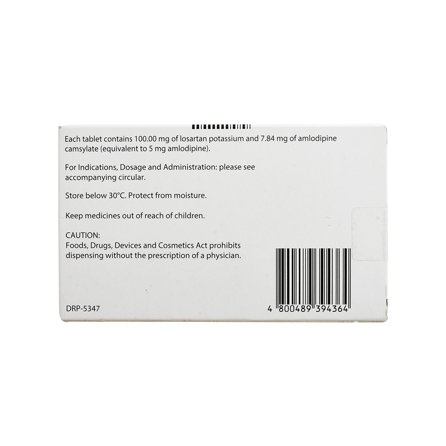 Losartan K 100Mg, Amlodipine Camsylate 5Mg 1 Film-Coated Tablet [Prescription Required]