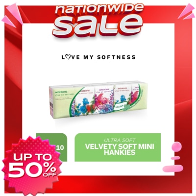 WATSONS Velvety Soft Mini Hankies 3-ply 10 Packs