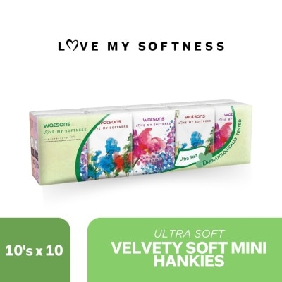 WATSONS Velvety Soft Mini Hankies 3-ply 10 Packs