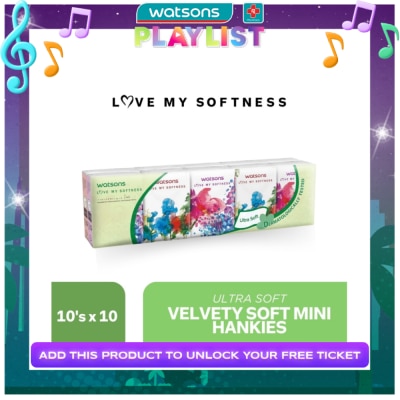 WATSONS Velvety Soft Mini Hankies 3-ply 10 Packs