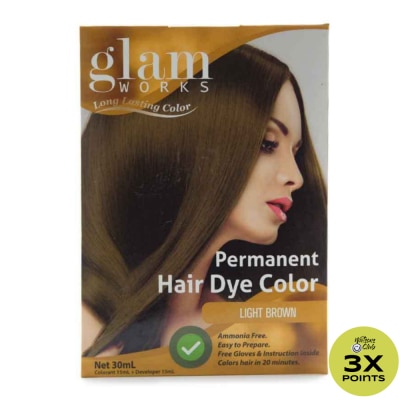 GLAMWORKS Permanent Hair Dye Color Light Brown 30mL