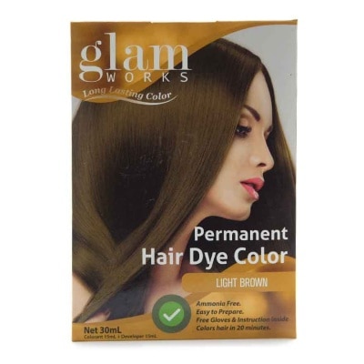 GLAMWORKS Permanent Hair Dye Color Light Brown 30mL