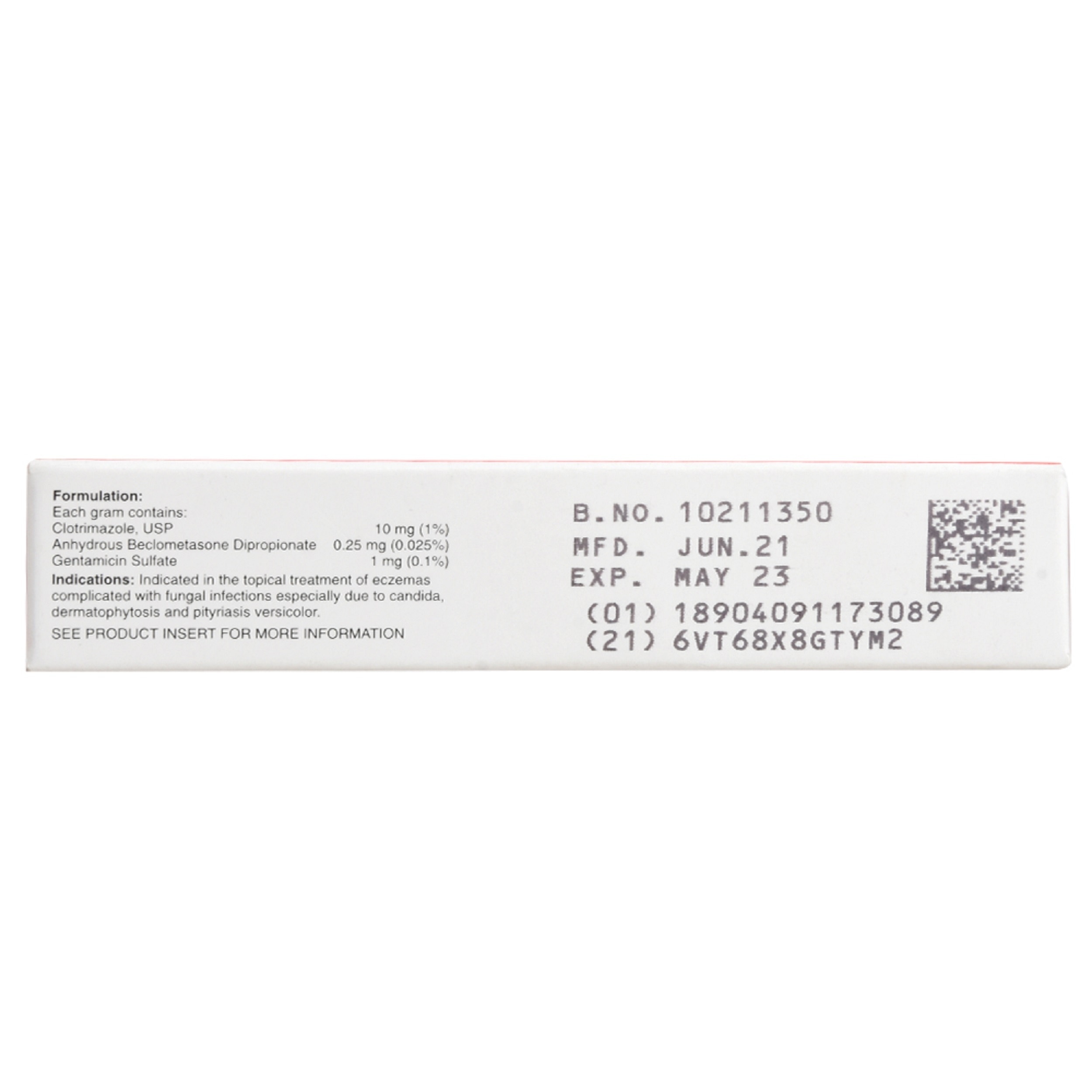 Clotrimazole 1%, beclometasone dipropionate 0.025%, gentamicin sulfate 0.1% 1 cream 5g [Prescription Required]