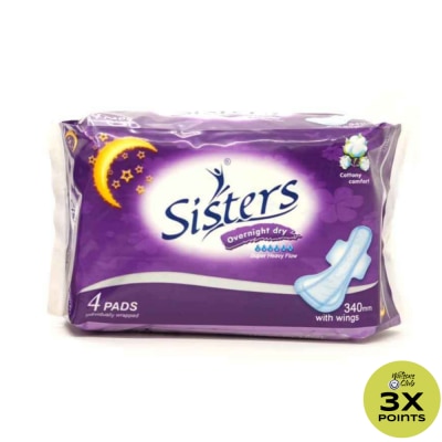 SISTERS Over Night Dry with Wings  Cottony Comfort 340mm 4pads
