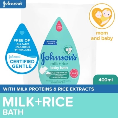 JOHNSONS BABY Johnson's Milk + Rice Baby Bath 400ml Refill-Baby Essentials,Baby Care,Baby Wash,Body Wash For Baby