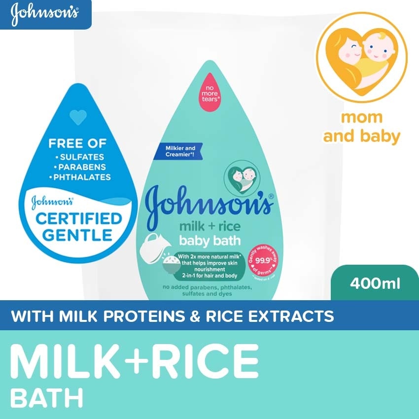 Johnson's Milk + Rice Baby Bath 400ml Refill-Baby Essentials,Baby Care,Baby Wash,Body Wash For Baby