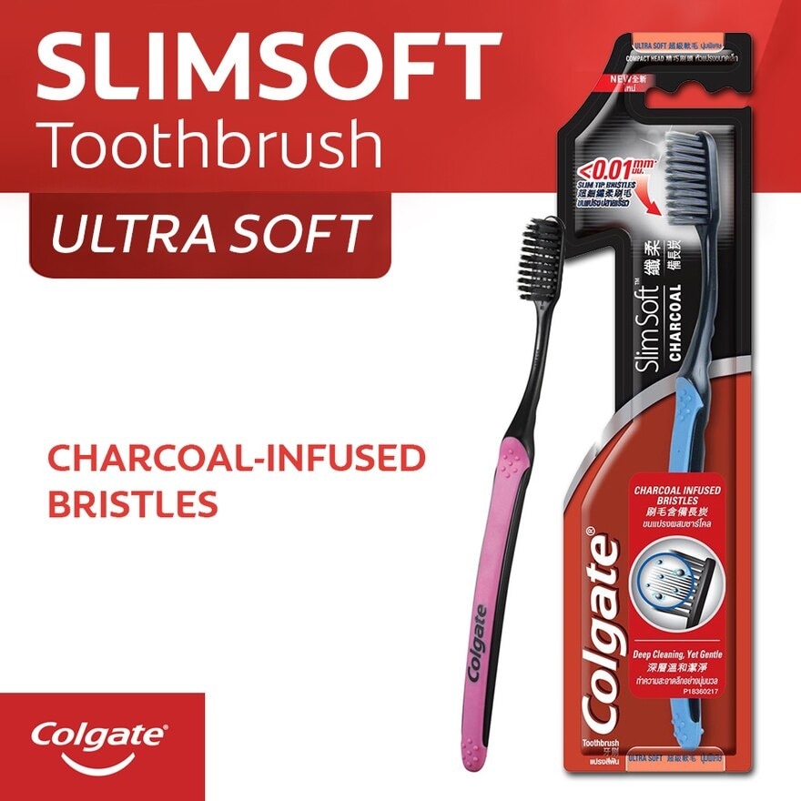 Toothbrush Slim Soft Charcoal 1s