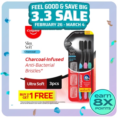 COLGATE Slimsoft Charcoal Toothbrush - 2+1 set