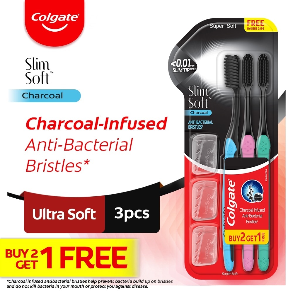 Slimsoft Charcoal Toothbrush - 2+1 set