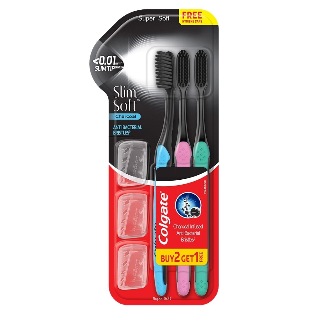 Slimsoft Charcoal Toothbrush - 2+1 set