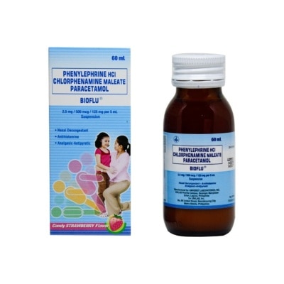 BIOFLU Bioflu 60ml Suspension (Phenylephrine HCI + Chlorphenamine Maleate + Paracetamol)