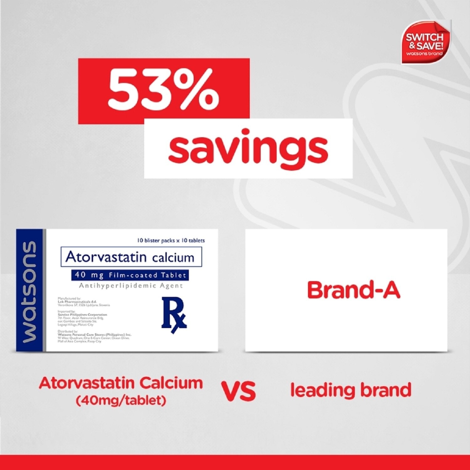 Watsons Atorvastatin 40mg 1tablet[PRESCRIPTION REQUIRED]