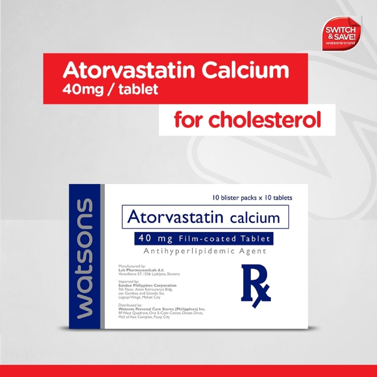 Watsons Atorvastatin 40mg 1tablet[PRESCRIPTION REQUIRED]