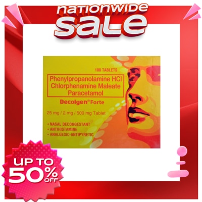 DECOLGEN Phenylephrine HCl 10mg Paracetamol 500mg Chlorphenamine maleate 2mg Tablet 1 Tablet