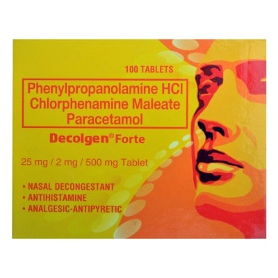 DECOLGEN Phenylephrine HCl 10mg Paracetamol 500mg Chlorphenamine maleate 2mg Tablet 1 Tablet