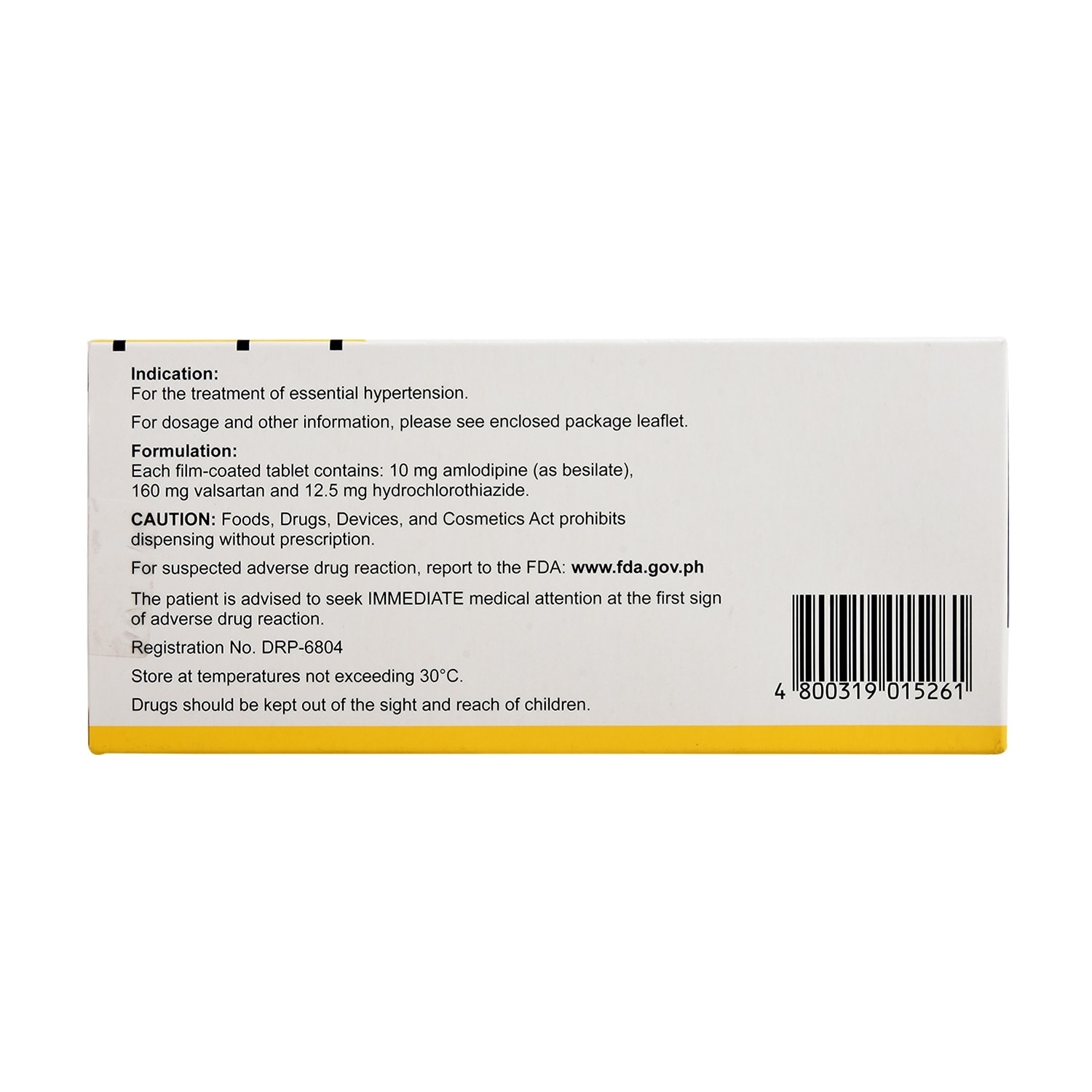 Amlodipine Besilate + Valsartan + Hydrochlorothiazide 10mg /160mg/12.5mg 1 Tablet [PRESCRIPTION REQUIRED]