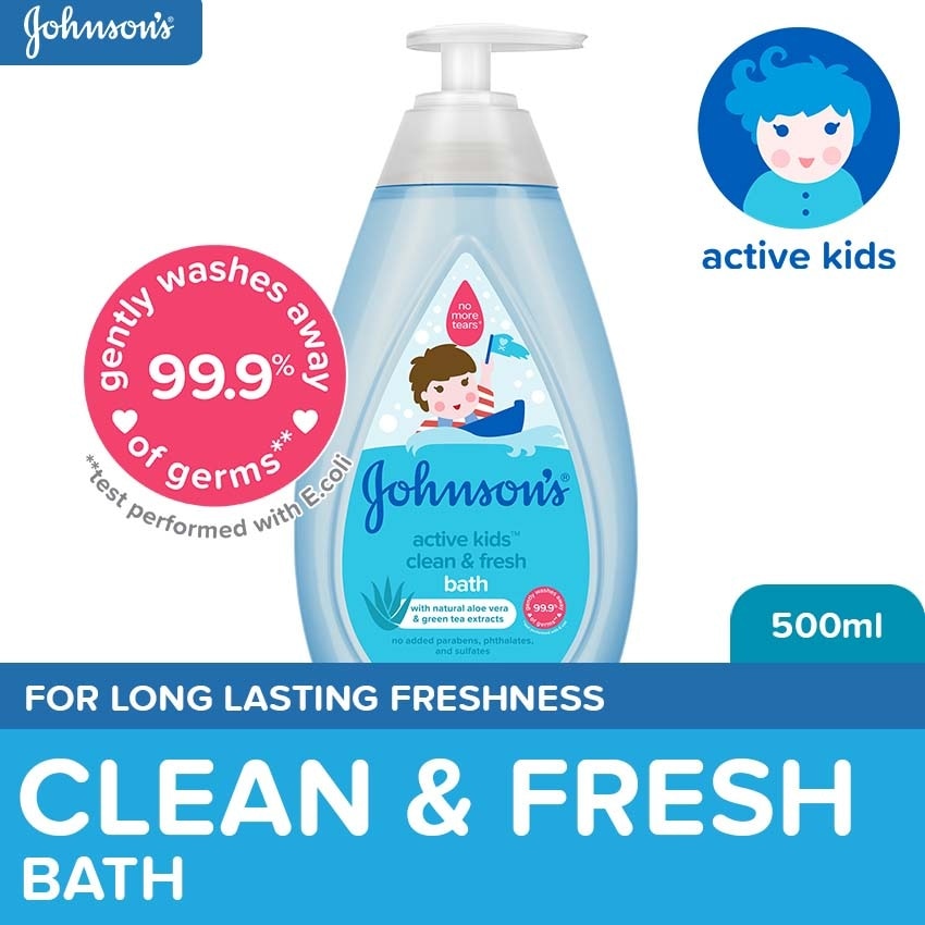 Johnson's Active Kids Clean & Fresh Bath 500ml - Baby Essentials, Baby Care, Kids Body Wash