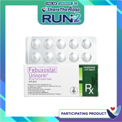 URINORM Febuxostat 80mg 1 Tablet [PRESCRIPTION REQUIRED] image