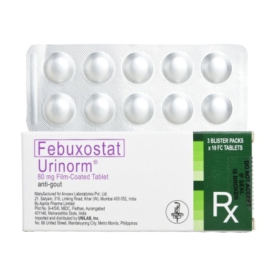 URINORM Febuxostat 80mg 1 Tablet [PRESCRIPTION REQUIRED]