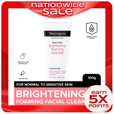 NEUTROGENA Neutrogena Deep Clean Brightening Foaming Cleanser 100g - Facial Wash w Niacinamide, All Skin Types