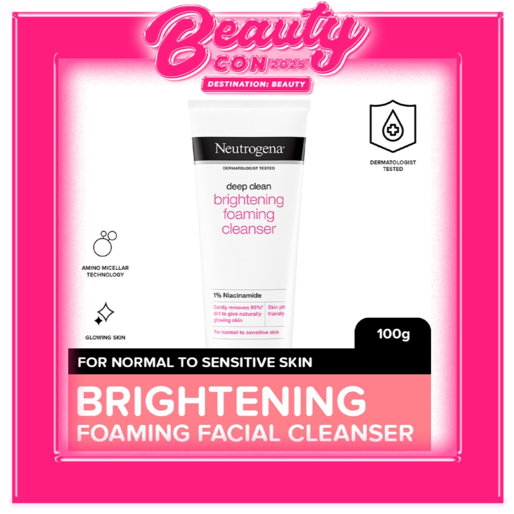 Neutrogena Deep Clean Brightening Foaming Cleanser 100g - Facial Wash w Niacinamide, All Skin Types