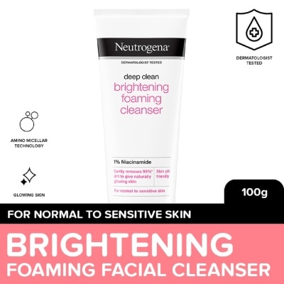 NEUTROGENA Neutrogena Deep Clean Brightening Foaming Cleanser 100g - Facial Wash w Niacinamide, All Skin Types