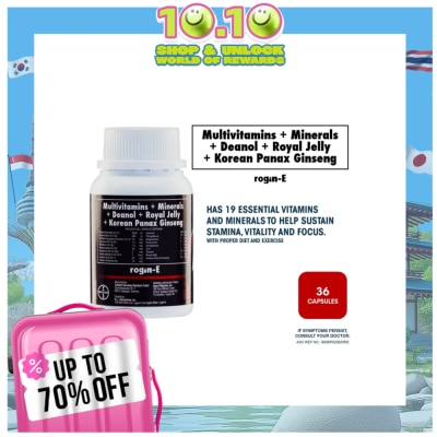 ROGIN E Multivitamins + Minerals + Deanol + Royal Jelly + Korean Panax Ginseng 30+6 Capsules