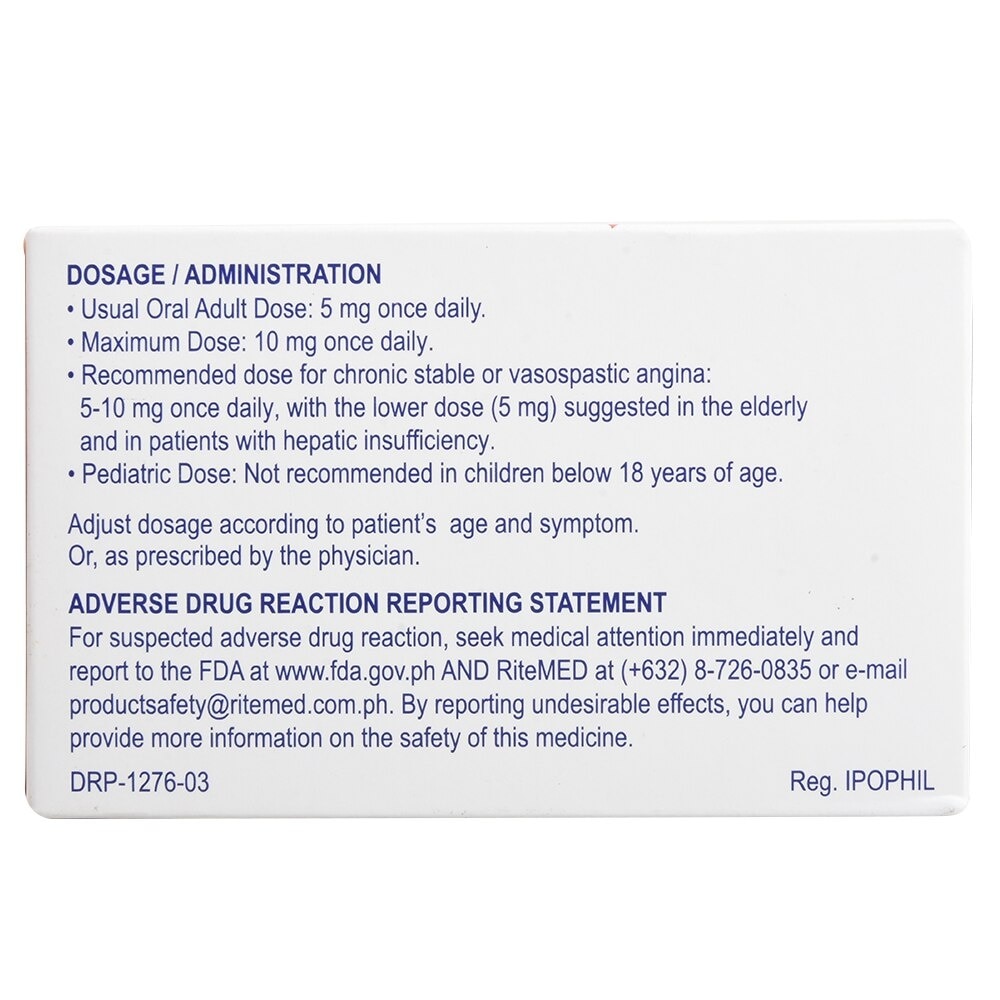 Ritemed Amlodipine 5mg 1 Tablet [Prescription Required]