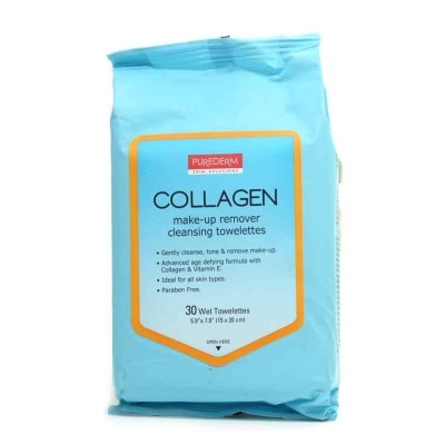 PUREDERM Collagen Make-Up remover Cleansing Towelettes 30s